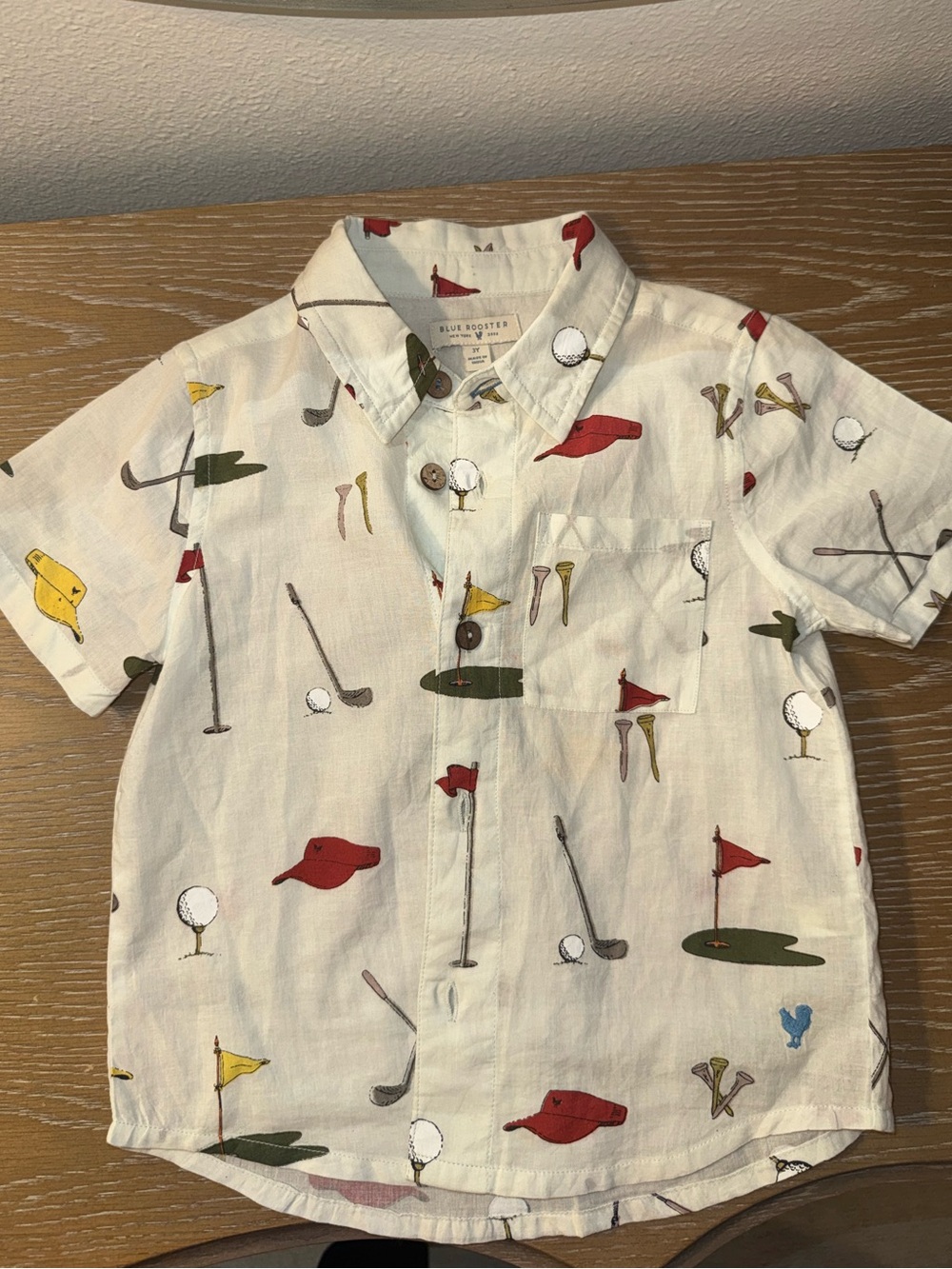 Blue Rooster Collection White Short-Sleeve Golf Print Button-Down Shirt